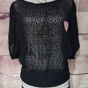 NWT black see through short sleeve sweater